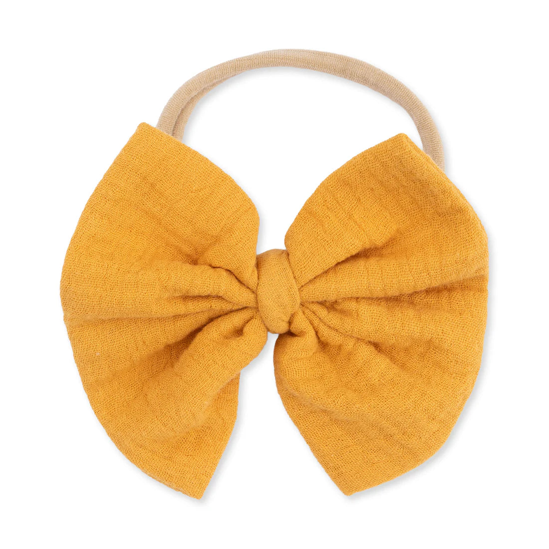 Muslin Bow Headband- Baby Sunflower Yellow