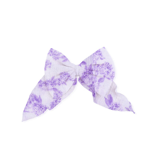 Large Muslin Bow Clip- Lilac