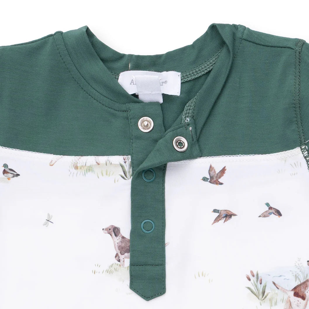 Contrast Romper- Pointer Pups and Duck Buddies
