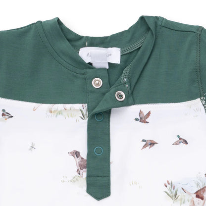 Contrast Romper- Pointer Pups and Duck Buddies