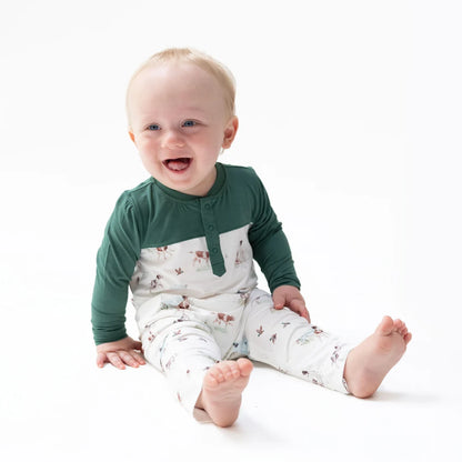 Contrast Romper- Pointer Pups and Duck Buddies