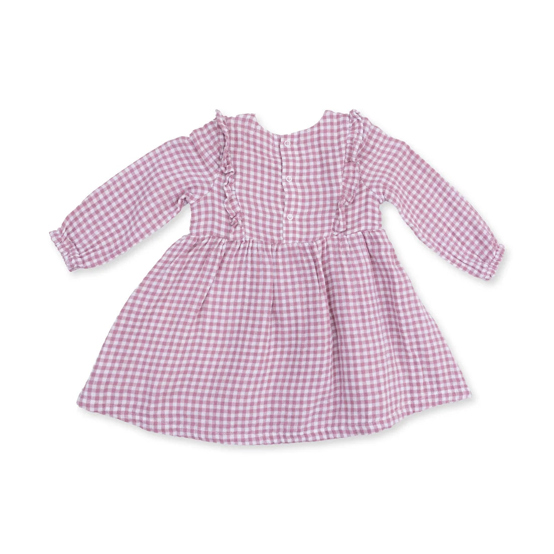 Muslin Ruffle Dress & Leggings- Berry Gingham Goose