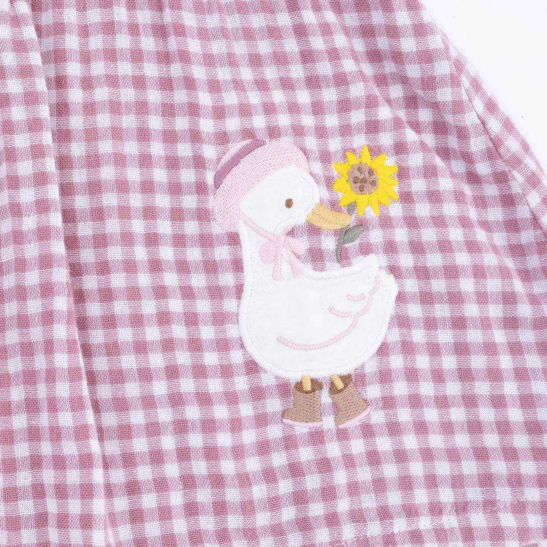 Muslin Ruffle Dress & Leggings- Berry Gingham Goose