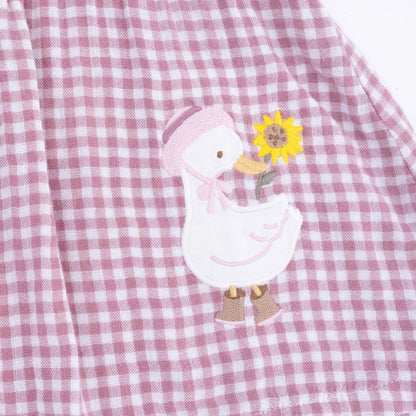 Muslin Ruffle Dress & Leggings- Berry Gingham Goose