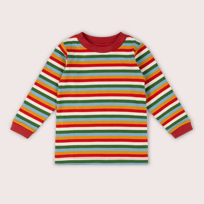 Autumn Rainbow Striped Organic Long Sleeve Tee