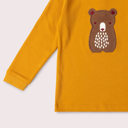 Brown Bear Applique Organic Long Sleeve Tee