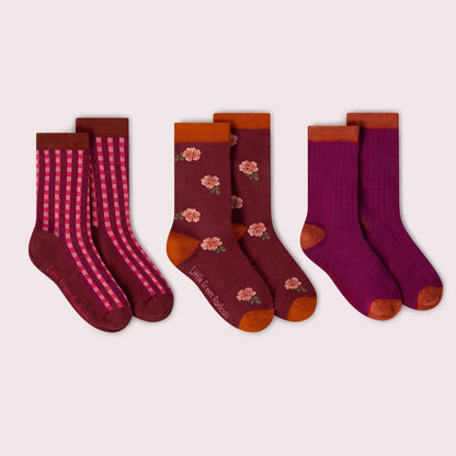 Berry Petals Organic Socks 3pk.