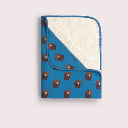 Blue Bears Sherpa Hooded Organic Baby Blanket