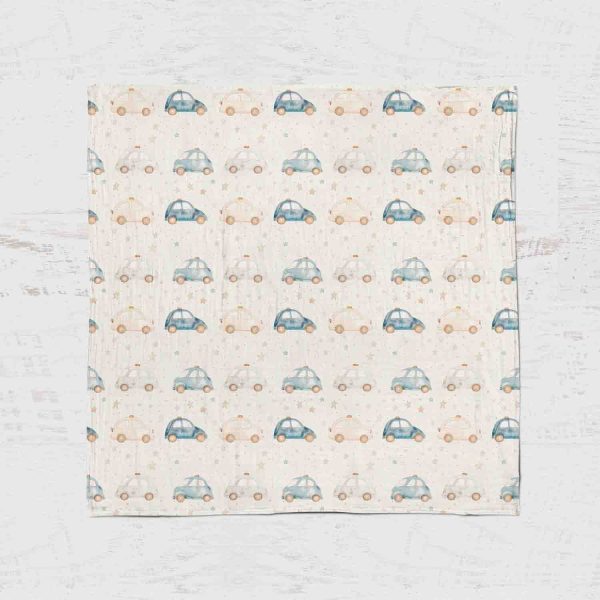Bamboo Muslin Swaddle Blanket- Police Car