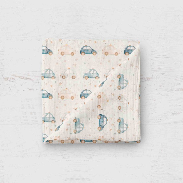Bamboo Muslin Swaddle Blanket- Police Car
