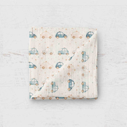 Bamboo Muslin Swaddle Blanket- Police Car