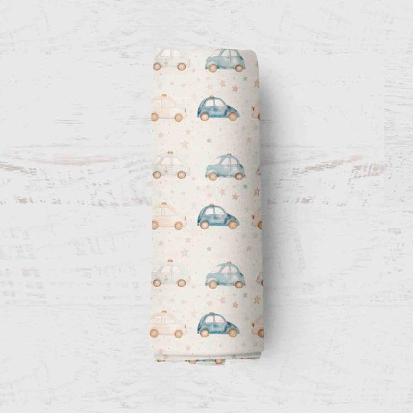 Bamboo Muslin Swaddle Blanket- Police Car