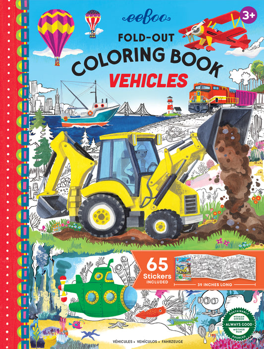 Vehicles Fold-Out Colouring Book
