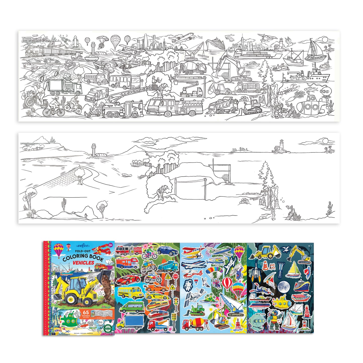 Vehicles Fold-Out Colouring Book