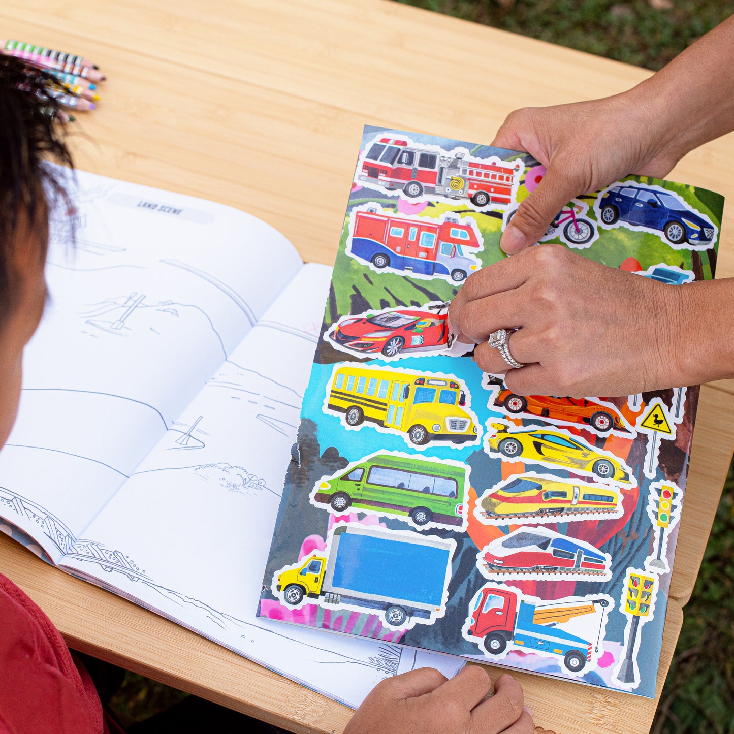 Vehicles Fold-Out Colouring Book