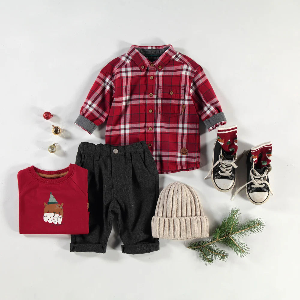 Red Plaid Flannel Baby Shirt