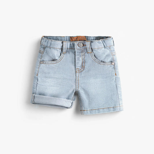 Light Blue Striped Denim Bermuda Shorts