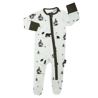 Bamboo Footed Zipper Sleeper- Black Bears