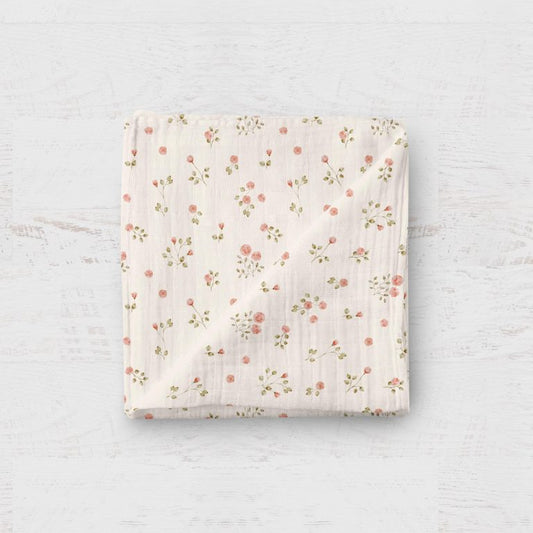 Bamboo Muslin Swaddle Blanket- Rosebud