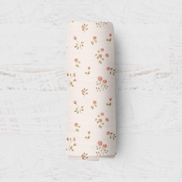 Bamboo Muslin Swaddle Blanket- Rosebud