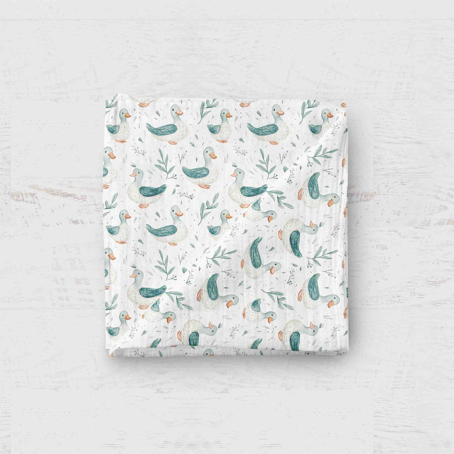 Bamboo Muslin Swaddle Blanket- Ducks