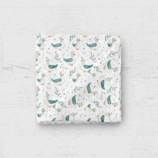 Bamboo Muslin Swaddle Blanket- Ducks