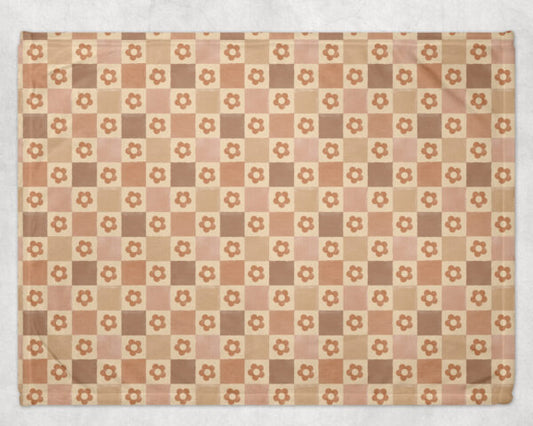 Minky Soft Blanket- Checkered Flowers