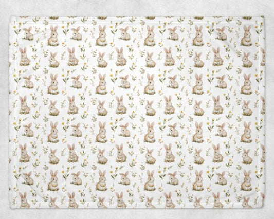 Minky Soft Blanket- Rabbits & Flowers
