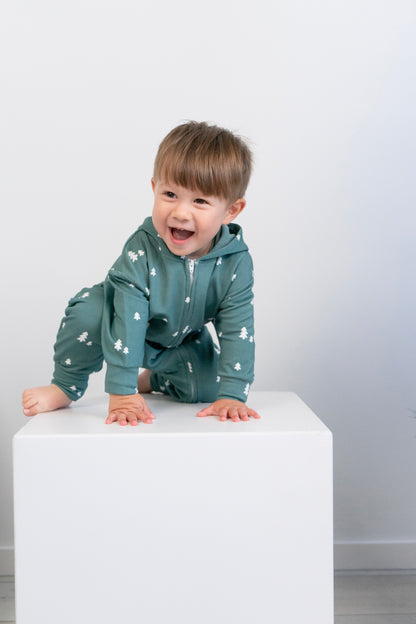Bamboo Baggy Hoodie Zipper Jumpsuit- Tiny Trees