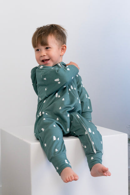 Bamboo Baggy Hoodie Zipper Jumpsuit- Tiny Trees