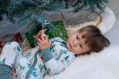 Bamboo Footless Zipper Sleeper- Sleigh Ride