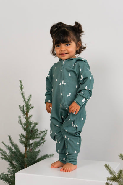Bamboo Baggy Hoodie Zipper Jumpsuit- Tiny Trees