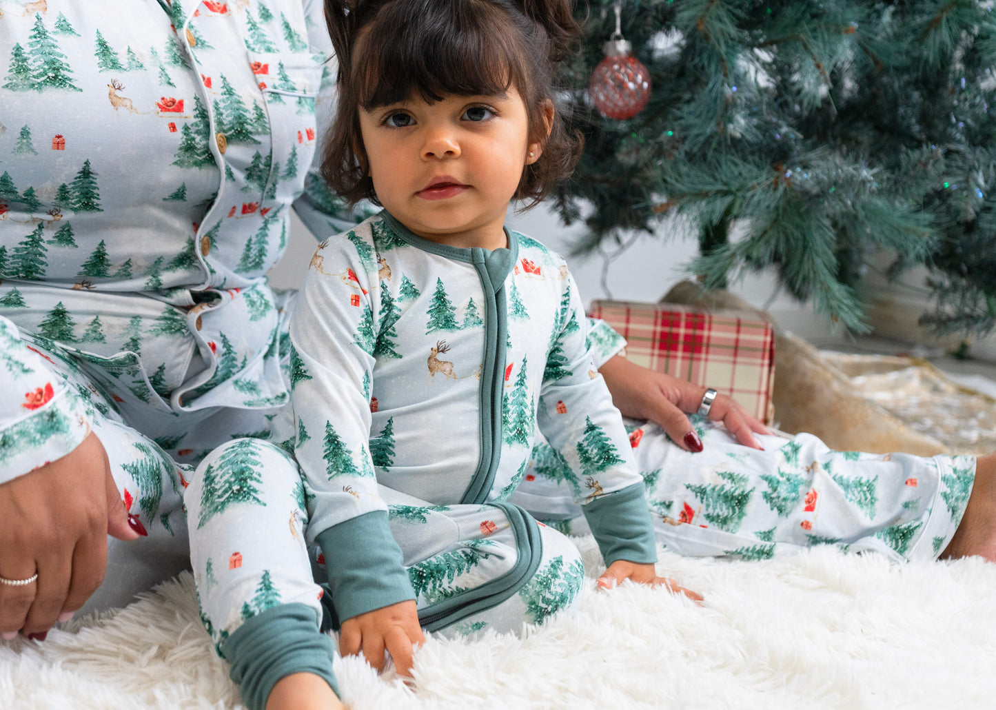 Bamboo Footless Zipper Sleeper- Sleigh Ride