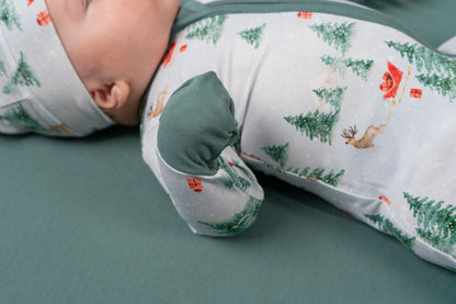 Bamboo Footed Zipper Sleeper- Sleigh Ride