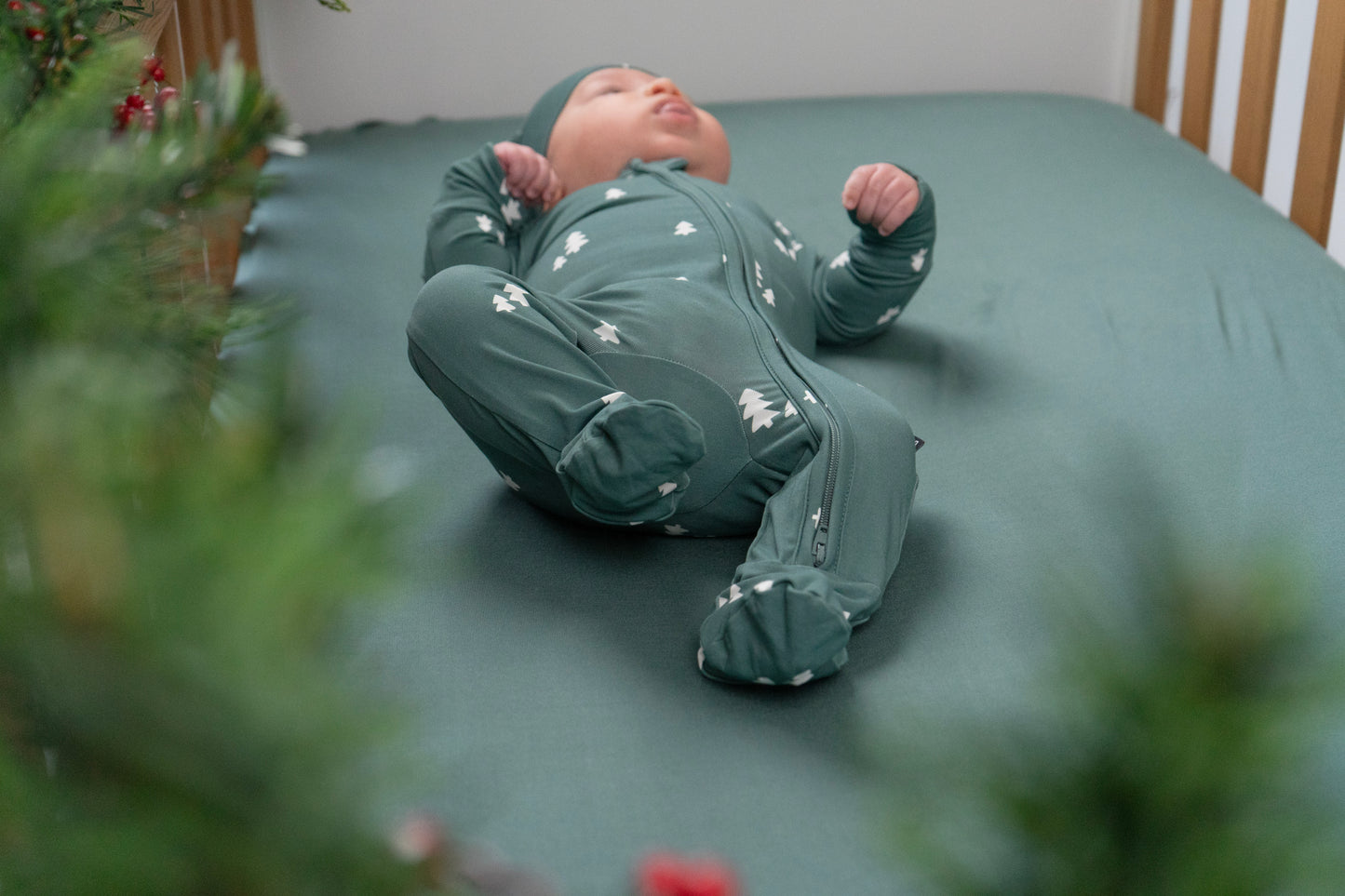 Bamboo Footed Zipper Sleeper- Tiny Trees