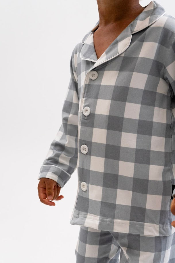 Bamboo Long Sleeve Classic PJ Set- Denim Plaid
