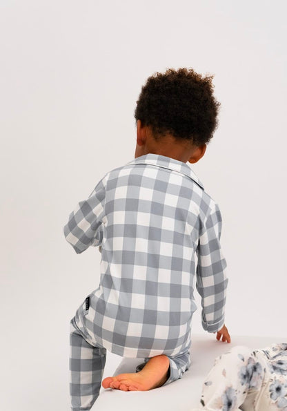 Bamboo Long Sleeve Classic PJ Set- Denim Plaid