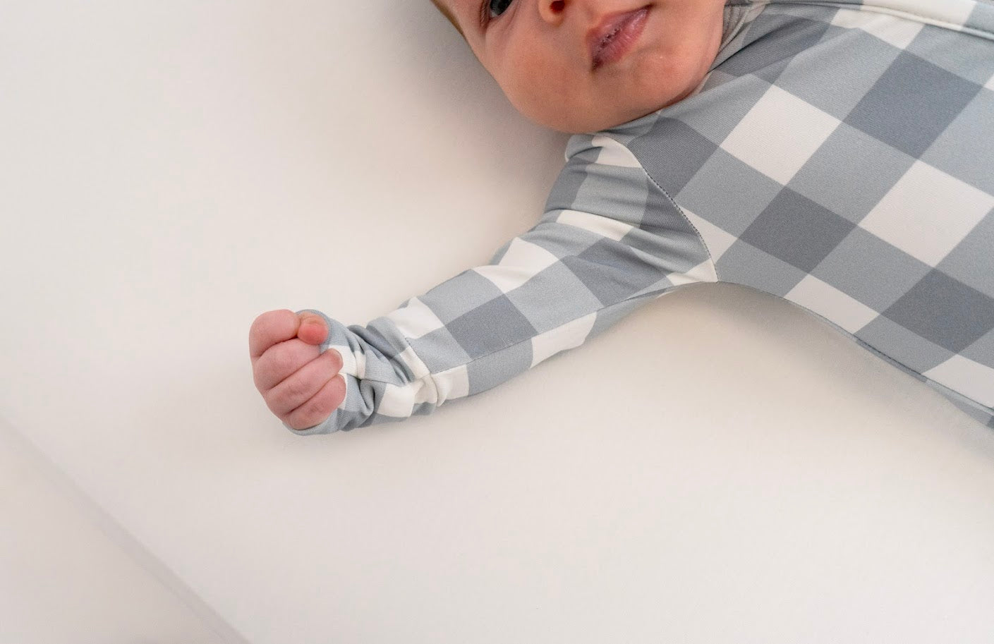 Bamboo Footed Zipper Sleeper- Denim Plaid
