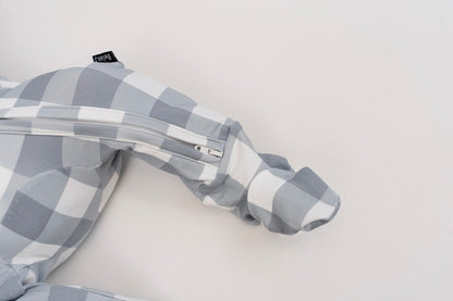 Bamboo Footed Zipper Sleeper- Denim Plaid