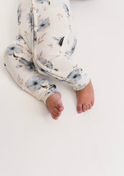 Bamboo Footless Zipper Sleeper- Frosty Floral