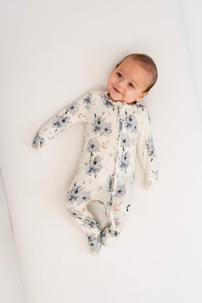 Bamboo Footless Zipper Sleeper- Frosty Floral