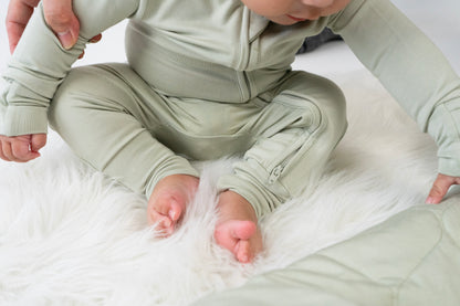 Bamboo Footless Zipper Sleeper- Sage