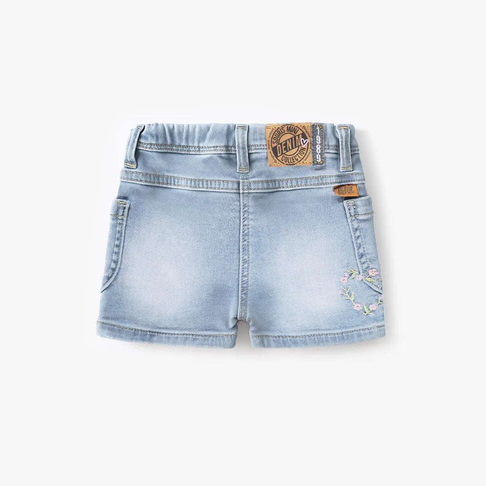 Floral Heart Denim Baby Shorts