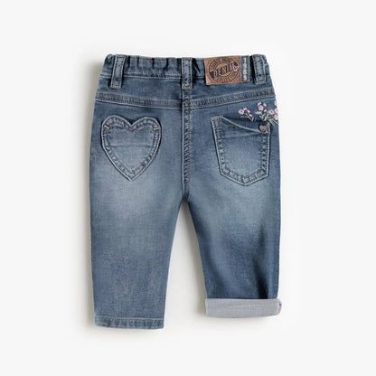 Blue Floral Denim Baby Pants