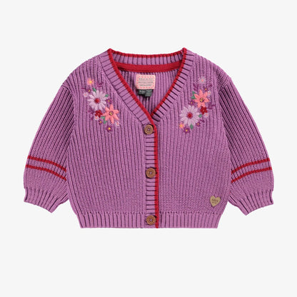 Purple Floral Toddler Knit Cardigan