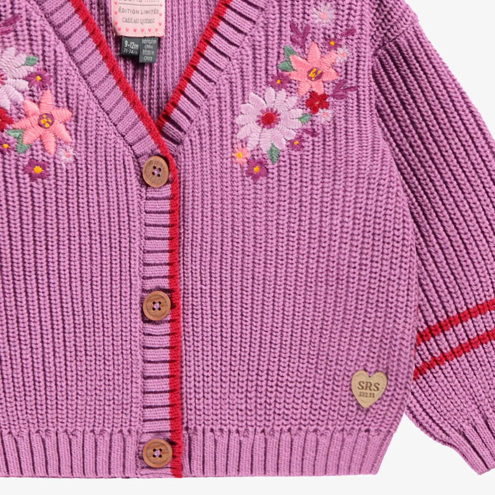 Purple Floral Toddler Knit Cardigan