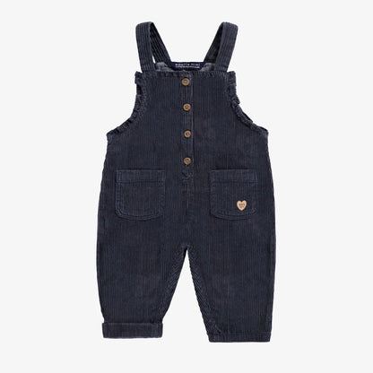 Navy Corduroy Ruffle Baby Overalls