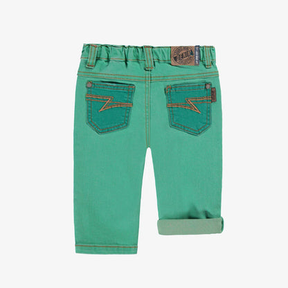 Turquoise Stretch Denim Baby Pants