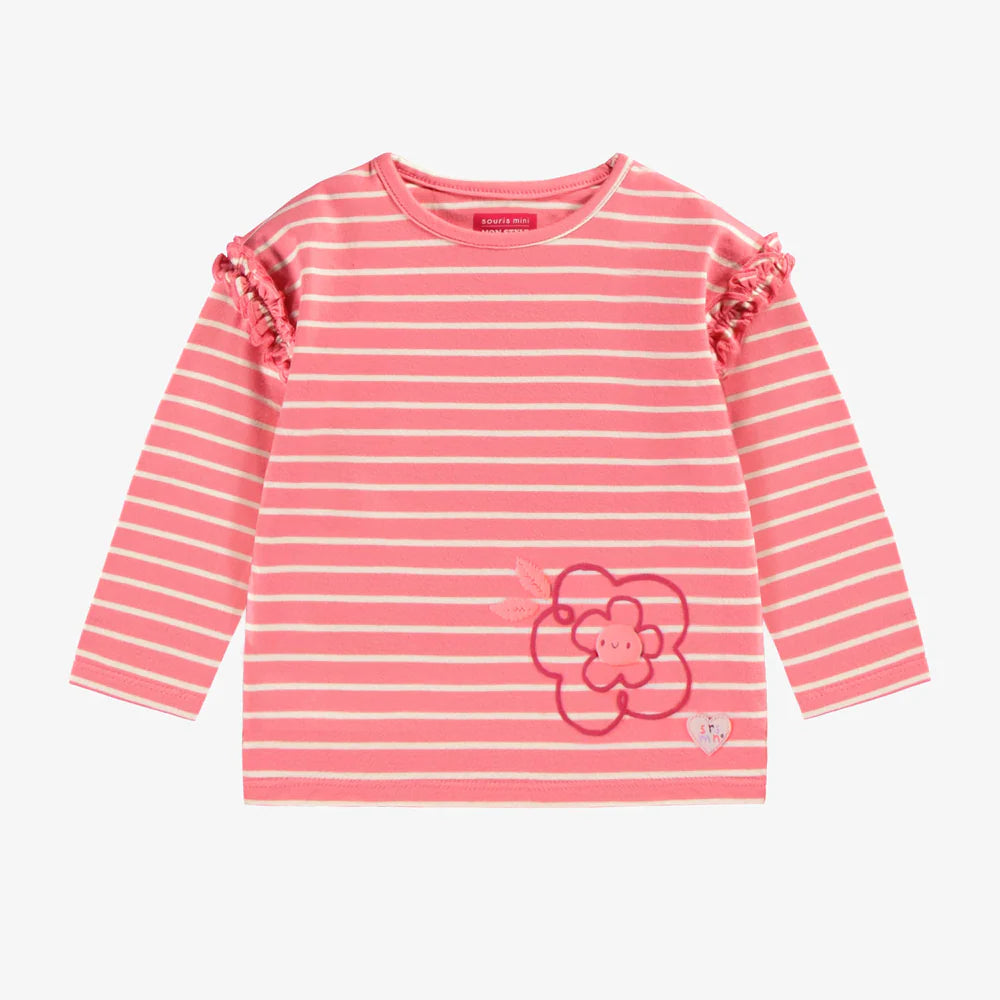 Rose Ruffle Striped Long Sleeve Baby Shirt
