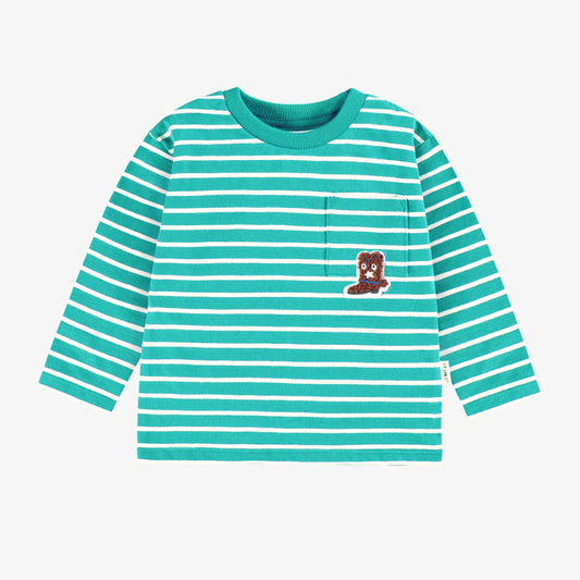 Turquoise Striped Long Sleeve Baby Shirt